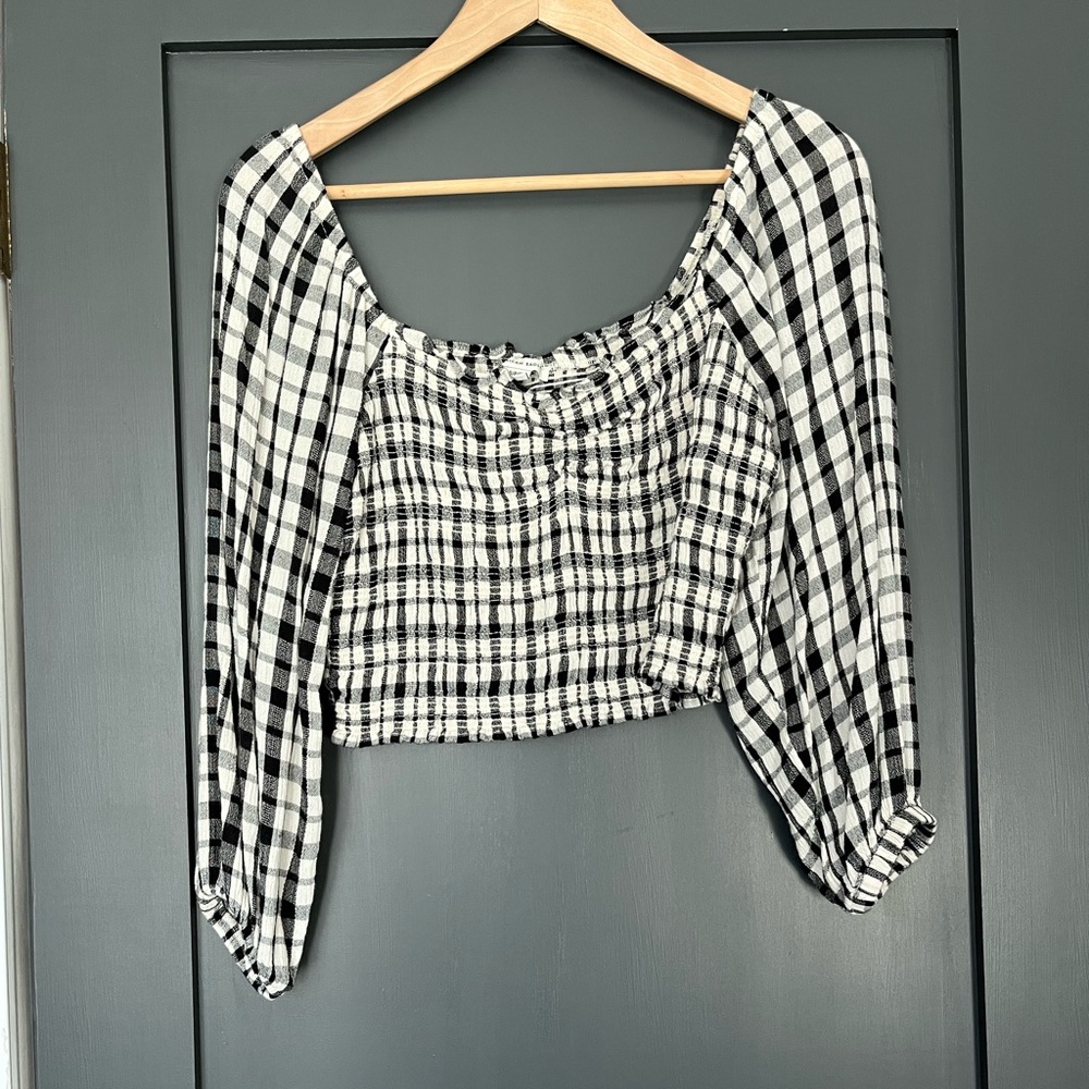 American Eagle women’s crop top black/white gingham